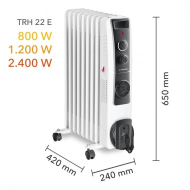Trotec TRH 22 E Yağlı Radyatör 2400 W  9 Dilim Fanlı